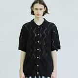 ウェーブニットハーフカーディガン/wave knited half cardigan black