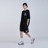 ミニベイビーフェイスパープルダイナソー半袖Tシャツ BLACK