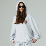 ハートプリンティングパーカー/HEART PRINTING HOODIE-WHITE MELANGE