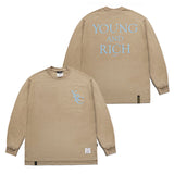ヤング&リッチオーバーサイズロングスリーブTシャツ/22 YOUNG&RICH OVERSIZED LONG SLEEVES T-SHIRTS WHITE MELANGE / BEIGE