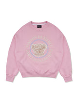 Women's Crop Bear Friends Embo Embroidery Sweatshirt Pink(FCB3TS355W)