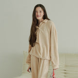 FLEECE COLLARED POLO SHIRT (BEIGE) (6645972402294)