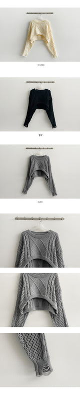 Crop Pattern Round Knitwear