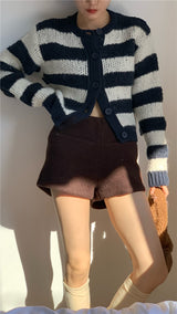 ストライプウールニットカーディガン/striped wool knit cardigan