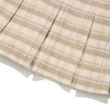 CHERRY BUTTON POINT PLEATS SKIRT[LIGHT BEIGE]