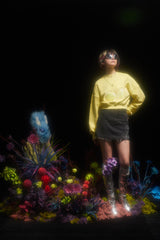 チェリープラネットデニムスカート / CHERRY PLANT DENIM SKIRT [BLACK]