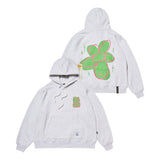 GRAFFITI FLOWER OVERSIZED HOODIE BLACK / WHITE MELANGE