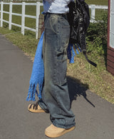 (UNISEX)カラーリングカーペンダーワイドデニムパンツ