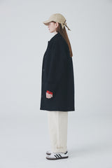 ダブルスティッチカラーオーバーコート / Double Stitch Collar OverCoat [Navy]