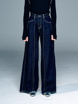 オーバーロックプリーツワイドデニム / OVERLOCK PLEATS WIDE DENIM