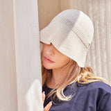 VZ stud logo summer knit bonnet hat Cream