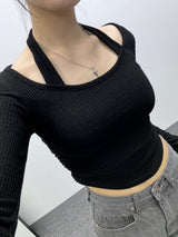 Halter-Neck Shirring Crop T