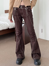 ブラウン ステッチ ブーツカット トラウザー / brown stitch bootcut trousers