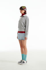 チェリーハイネックハーフジップアップ／CHERRY HIGH NECK HALF ZIP UP [MELANGE GRAY]
