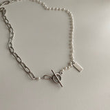 sspoi サージカルスティールトグルツーウェイパールゲストロックネックレス / sspoi Surgical Steel Toggle Bar Two-Way Pearl Guest Look Necklace