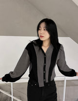 Oblique crop cardigan 