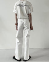 White wide long denim pants