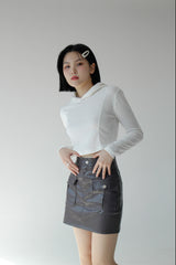 コーテッドミニスカート/Coated mini skirt (2color)