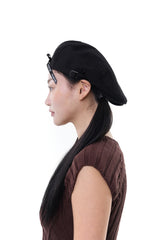 RIBBON HUNTING CAP / BLACK