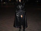Double leather long coat