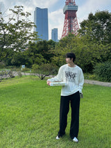ハイドオーバーサイズフィットニットロングスリーブTシャツ