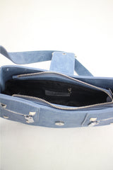 デニムスタッズショルダーバッグ/Denim Studded Shoulder Mini Bag (2color)