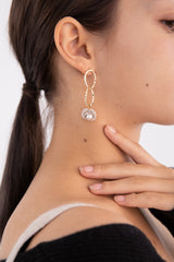 オーバルリンクニットペンダントドロップピアス/Oval link knit pendant drop earring