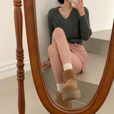 [5color] from twist V-neck cropped knit