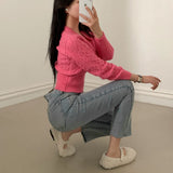 [5color] from twist V-neck cropped knit