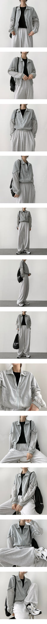 Lekping file nylon zip-up jumper