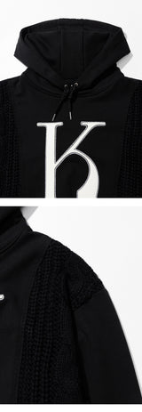 Mixed Fabric Knit KUYRI K Hoodie (Resort Black)