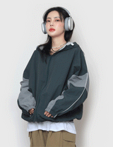 パイピングカラーフードジップアップ / Piping Color Hood Zip-up