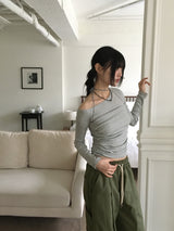 [SET] シグナルレイヤードタンクトップワンショルダーTシャツ