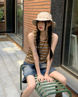Chaneon Stripe Side String Hood Sleeveless