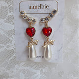 ハートラブウィングイヤリング / Red Heart Love Wing Earring