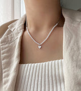juro サージカルスチールパールハートスマイルキッチュレイヤードショートネックレス / juro Surgical Steel Pearl Heart Smile Kitch Layered Short Necklace