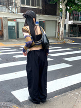 ミナットツーウェイボタンストラップロングワイドスラックス