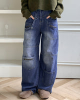 Villadi Unique Zipper Pocket Long Wide Denim Pants