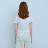 レースヘムハーフスリーブTシャツ / LACE HEM HALF SLEEVE TEE, WHITE