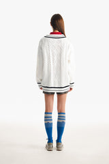 ミドルチェリーツイストⅤネックニット／MIDDLE CHERRY TWIST V-NECK KNIT [IVORY]