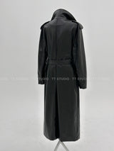 Double leather long coat