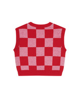 CHECKERBOARD KNIT VEST RED (6608603480182)