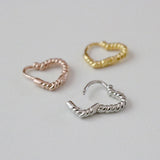 Twisted heart ring piercing / 3 color / 1pcs