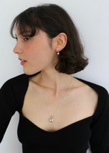 Heart pearl earrings / silver 