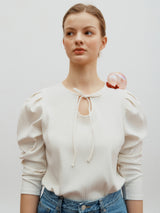 Ribbed  puff top - Black (6682209648758)