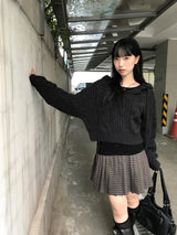 モリガールコージールースウールフーデッドニットウェア