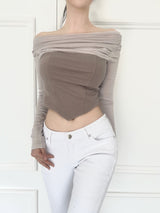 912. ツーウェイオフコルセットTシャツ / 912. two-way off corset T (3color)