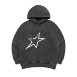[24SS] STAR AE LOGO PIGMENT WASHING HOODIE CHARCOAl