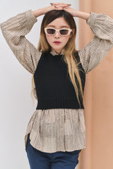 バックニットスリーブレス / Back Point Knit Sleeveless (3 colors)