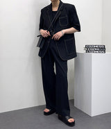 タップリネンステッチ半袖ジャケット / TAP Linen Stitch Short-Sleeved Jacket